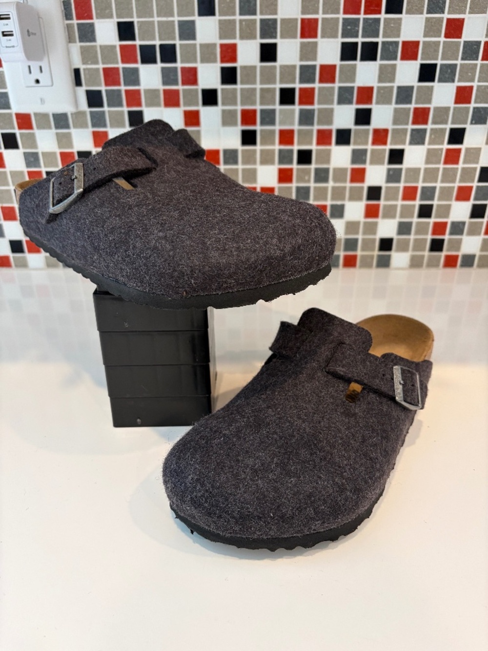 Birkenstock Boston Wool Felt Anthracite Gray Clog - 40 EU (9 - 9.5 US) - NWOB